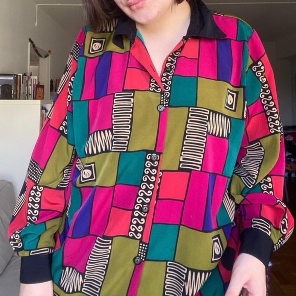 XL 80s Funky Print Shirt - Picture 3 of 3